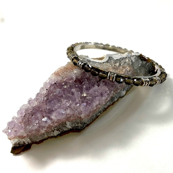 Brighton Bangle Bracelet with Amber and Silver Beads - Picture 2 of 4